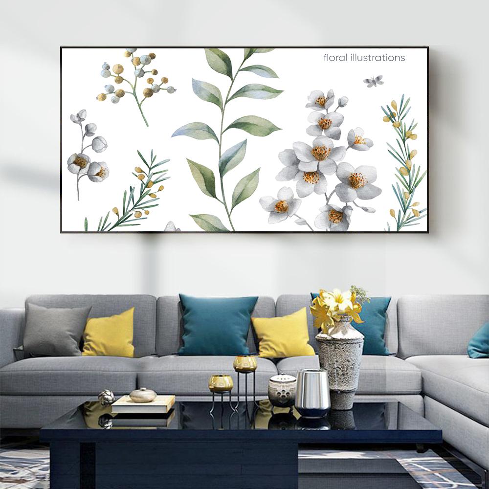 

Nordic style green plant flower and turtle leaf canvas painting living room bar home decoration art mural No Frame 21*30cm No Frame