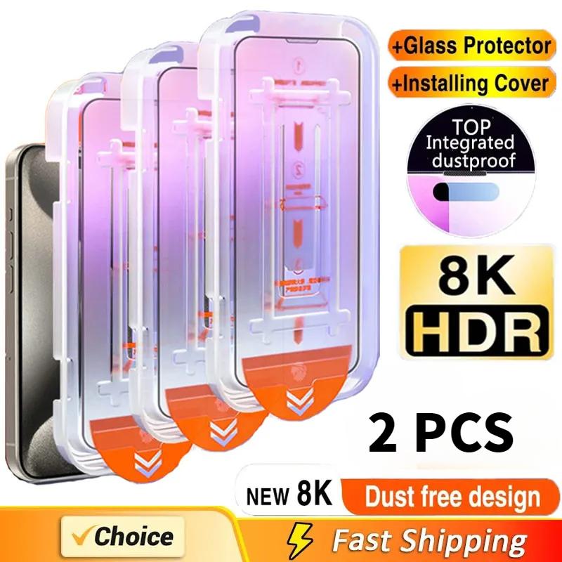 3Pcs Oleophobic Coating Dust Free Easy Installation Screen Protector for IPhone 13 11 12 14 15 Pro Max Mini XR 16 15 Plus Glass