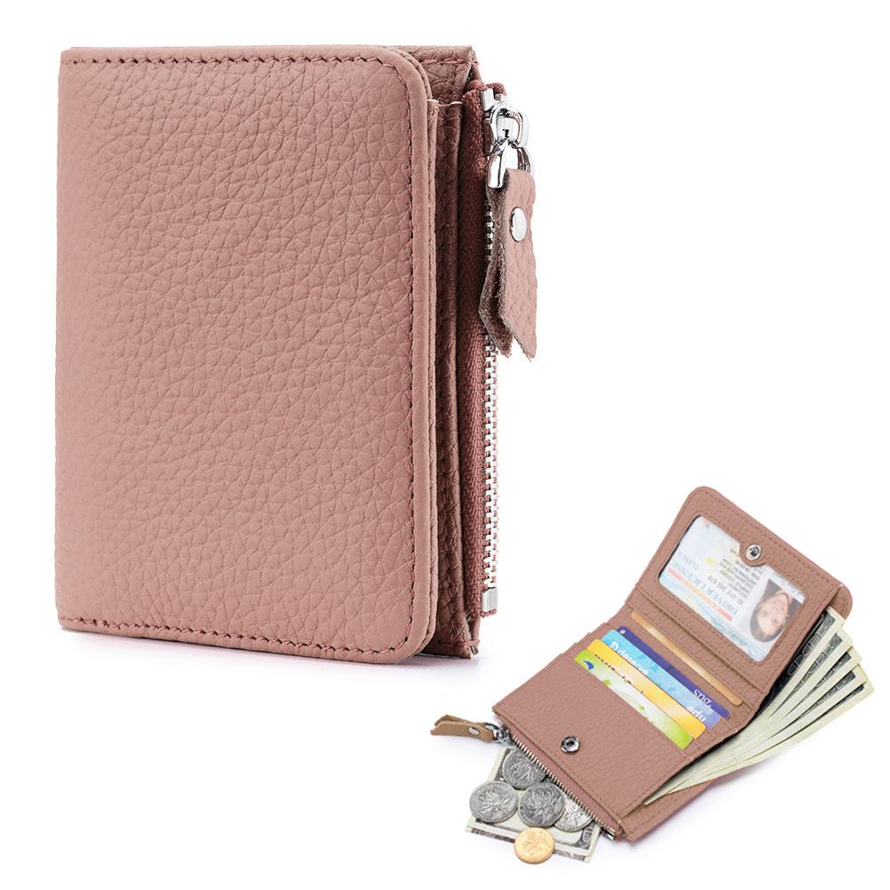 Japanese Style Genuine Leather Slim RFID Wallet for Women - Compact Zippered Coin Purse & Card Holder with Large Capacity (New Design)