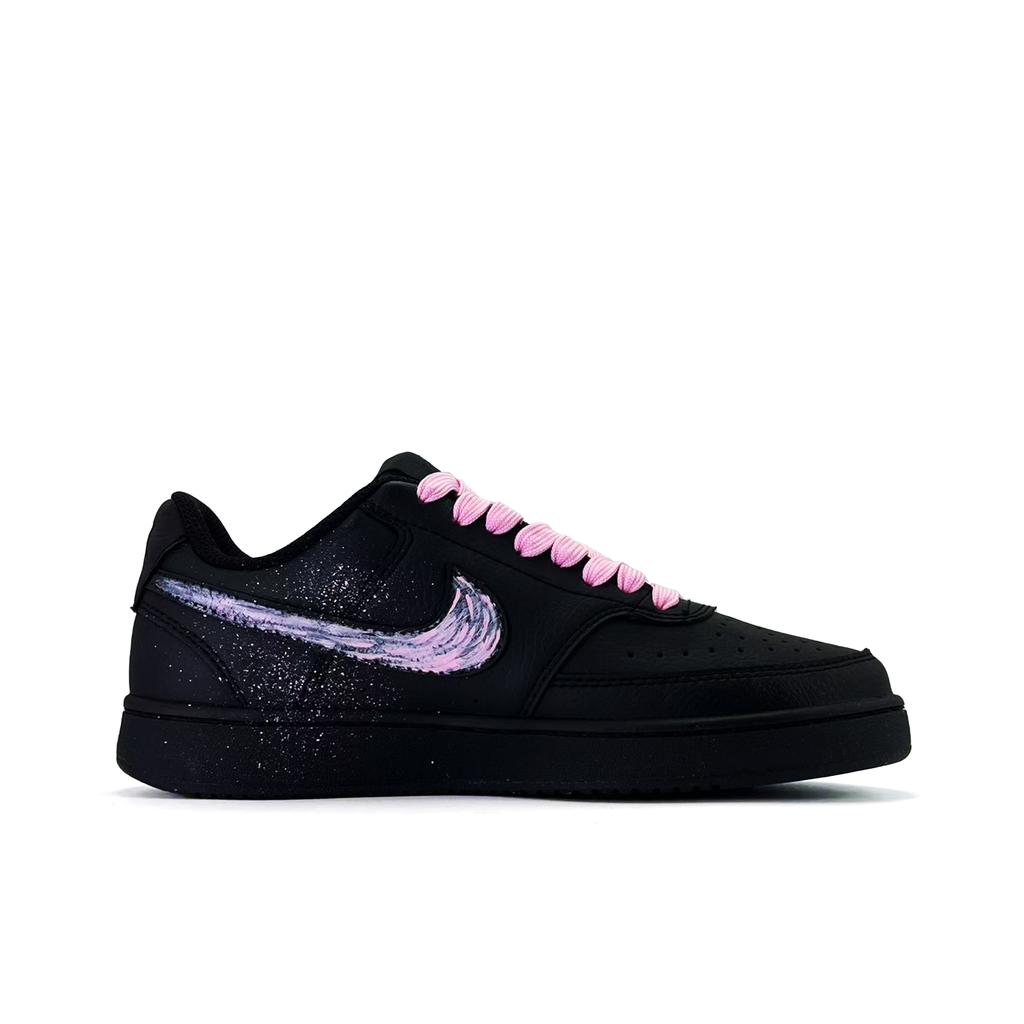 Nike Court Vision Low Pink Trace Shooting Stars Cushioning, Wear Resistant Low Top Skateboard Shoes Unisex Black Pink DH2987-002(Team1356-)