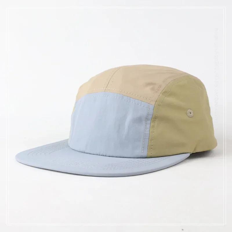 

Japanese 5 Panel Color Blocking Baseball Caps Quick-drying Short Brim Hat Unisex Summer Outdoor Sunscreen Versatile Snapback Cap 56-58cm