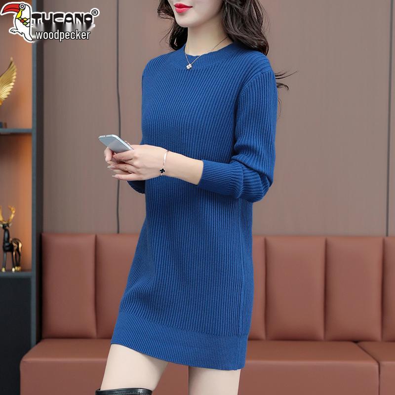 Damen Holzspecht Mittellanges Strickkleid - Herbst/Winter 2025 Mode.