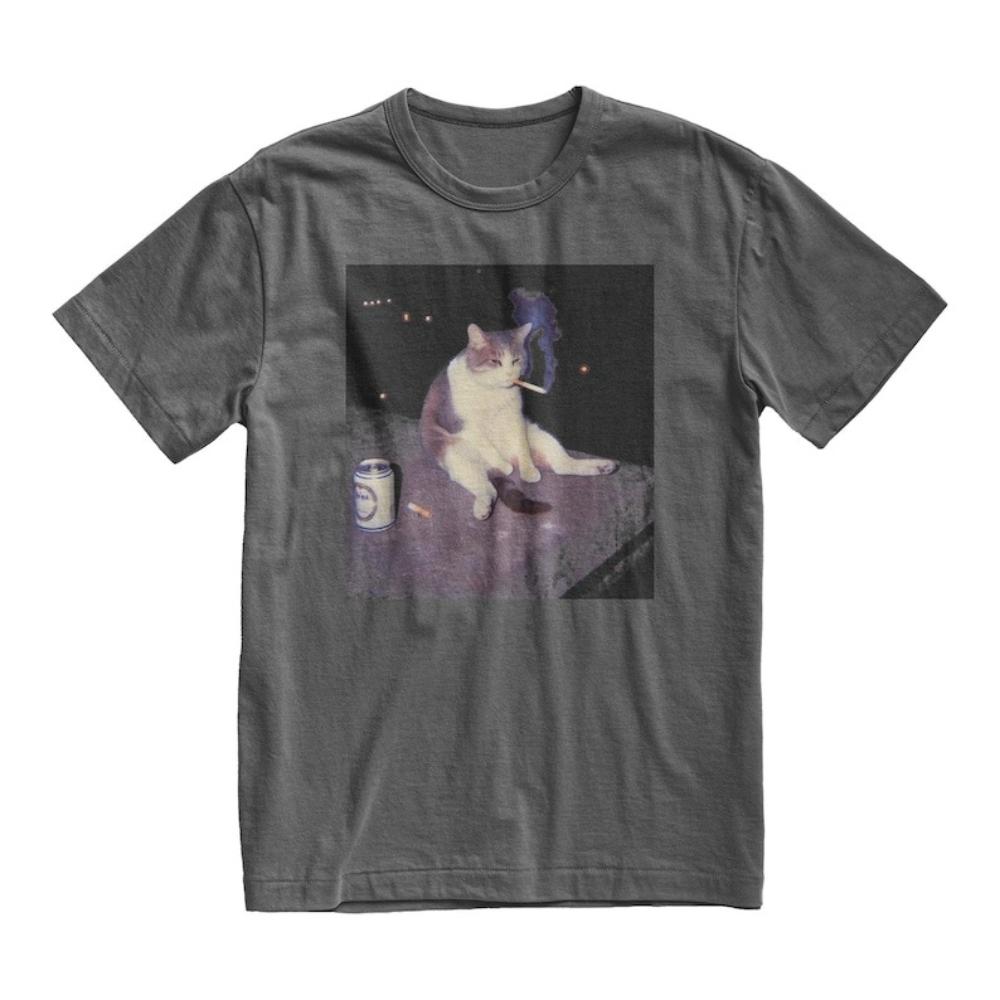 Курящий Кот Смешной Мем Графические Футболки Мозговая Гниль Шутка Сигаретный Кот Футболка Женская Мужская Мода Готическая Креативная Хлопковая Короткий Рукав S