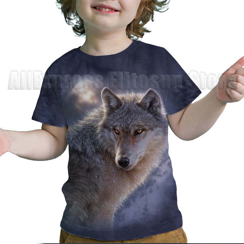 3D Print Cool Wolf T Shirt for Kids Teens Summer Girls Boys Cartoon Anime T-shirt Children Short Sleeves Tshirt Toddler Tee Tops