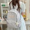 Plaid Student Schoolbag Cartoon Puppy Backpack