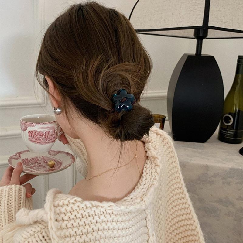 Korean Metal Flower Heart Elastic Rubber Band Scrunchies Elegant Hair Rope Hairband For Women Headband Hair Accessories Headwear