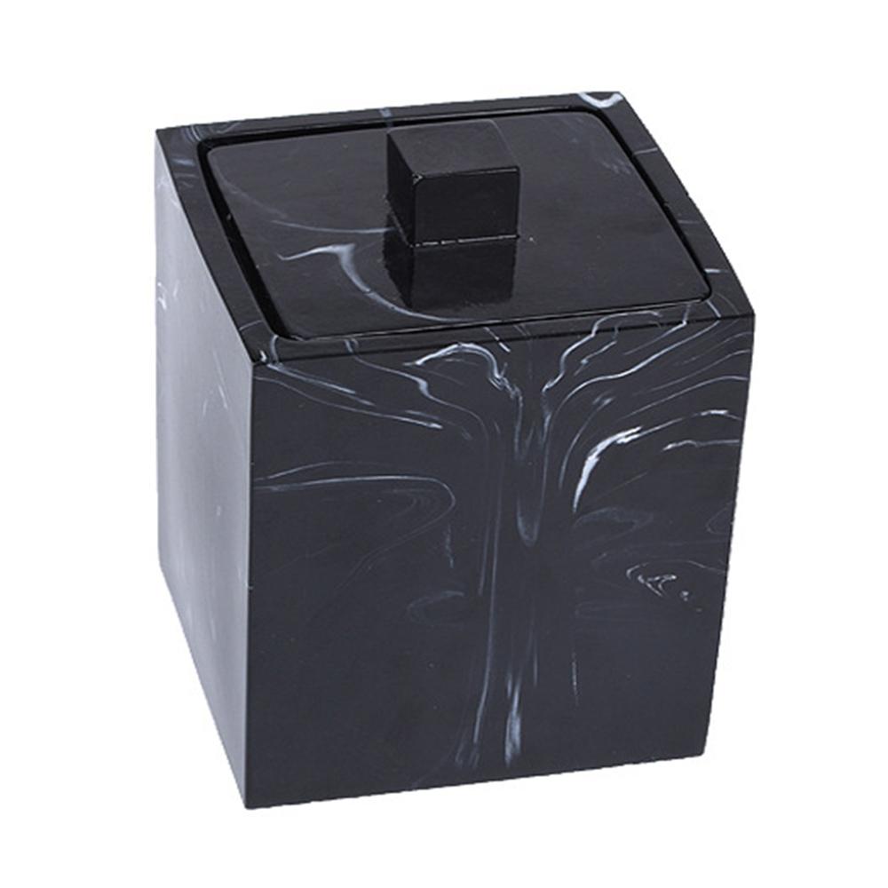 Marble Pattern Resin Cotton Swab Holder Toothpick Container Bathroom Cosmetic Cotton Decorative Storage Box A