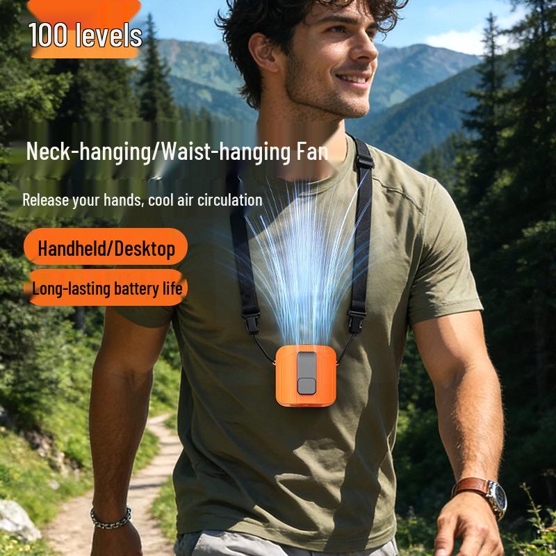 USB Rechargeable Waist Fan: High-Speed, Long Battery Life, 100 Speed Settings, Portable for Outdoors