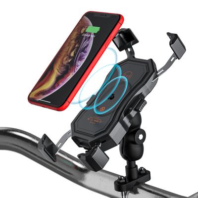 Univerzální držák na telefon na motorku, bezdrátové/rychlonabíjecí USB držák s klipem, odolný proti nárazům