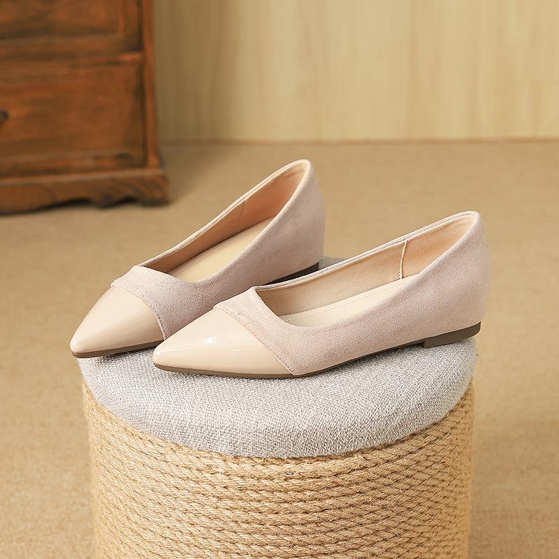 

W9925-20 туфли-лодочки с острым носком, 2025 новая весенняя модель, темпераментные, элегантные, в сочетающейся цветовой гамме, женские балетки 40 розовый