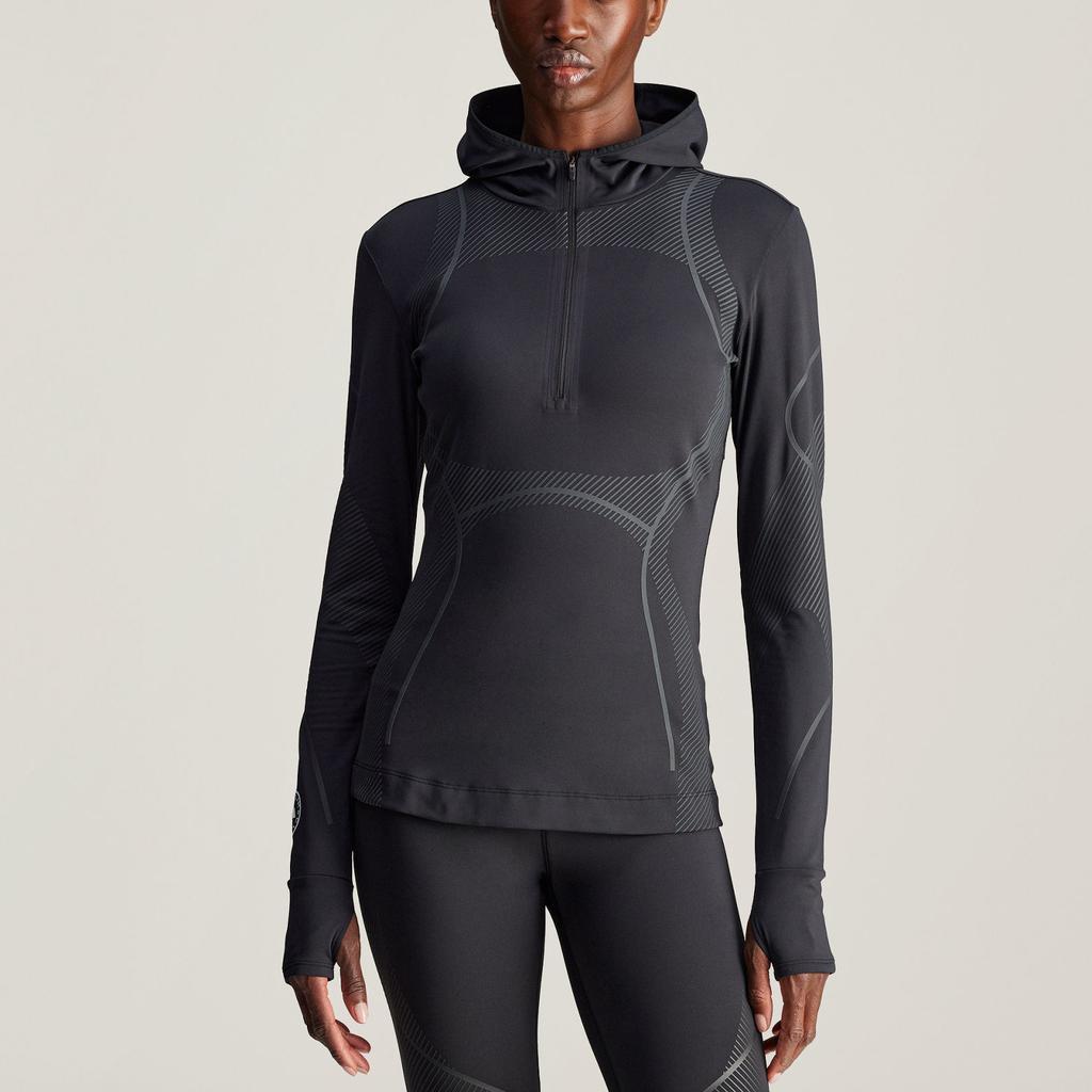 Adidas Cold.Rdy Stella McCartney FW24 Truepace Running Top Warm Sweat-Wicking Hooded Long Sleeve Jacket Women tops Black IY5019
