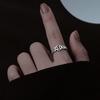 S925 Sterling Silver Retro Copper Coin Open Ring - Japanese Korean Style, Five Blessings, Oxidized Finish