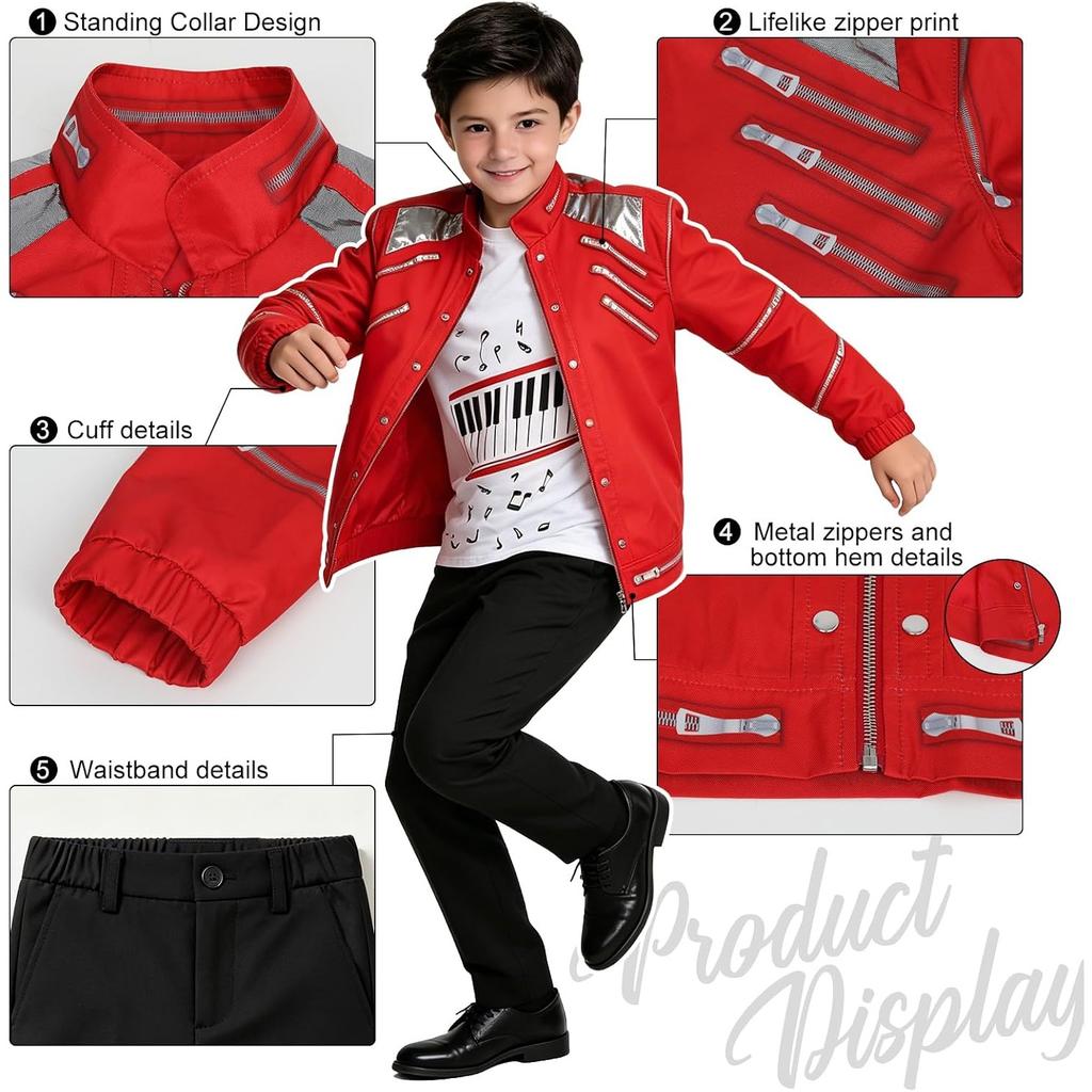 Kinder Tanzstar Kostüm Jungen 80er 90er Pop-König 3D-Druck Jacke Hemd Hose Outfit Geburtstagsparty Cosplay