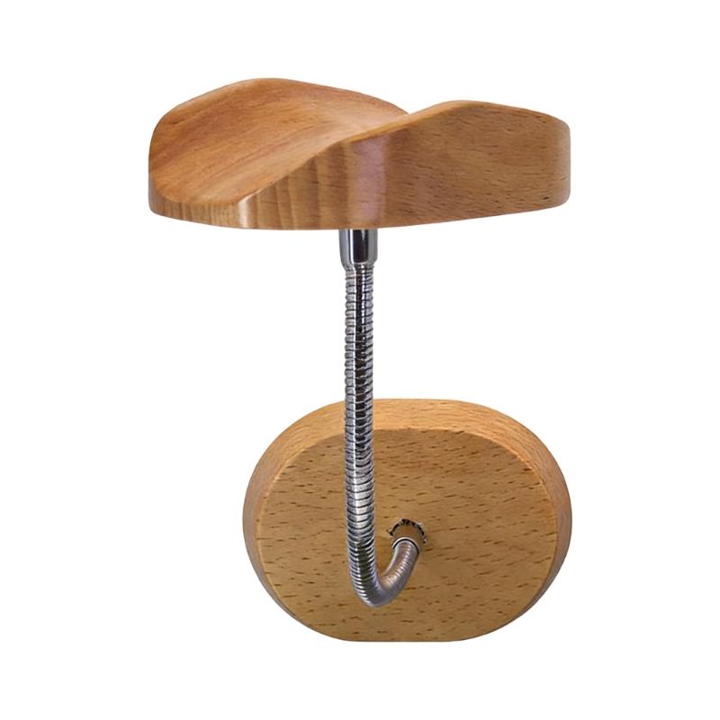Adjustable Wood And Aluminum Alloy Headphone Stand Space Efficient Wall Mount Design Display Shelf Organiser