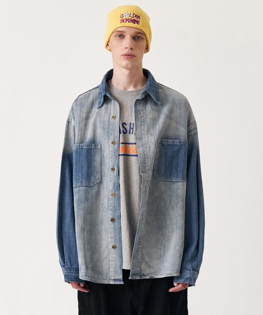 GOLDEN SUNSHINE Vintage Brushed Denim Over Shirts_Blue