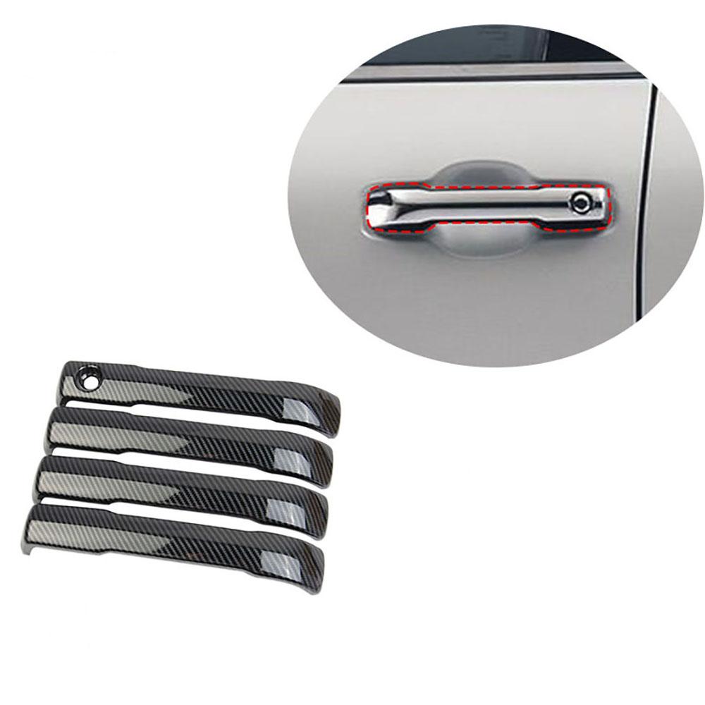 4x Carbon Fiber Look Exterior Side Door Handle Cover Trim For Toyota Tundra 2022