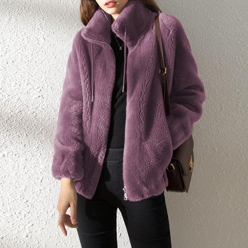 Winter Fleece Thickened Double-sided Fleece Stand-up Collar Thermal Sweater Cardigan Zipper Jacket