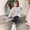 2024 New Style Gray Long-Sleeve Sweatshirt for Girls - Wide Fit, Perfect for Spring and Autumn