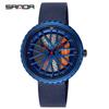 Sanda Men's Fashion Quartz Watch, Mesh Strap, Waterproof, Outdoor Casual, Hollow Wheel Dial.