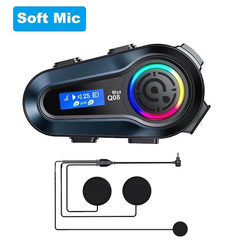 Q08 Max Motorcycle Helmet Bluetooth Intercom Summer LCD HD Digital Display Music Sharing Intercom Distance 500 Meters Waterproof