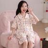 Girls Cotton Gauze Pajama Set Short Sleeve Cartoon Sleepwear Kids Home Wear