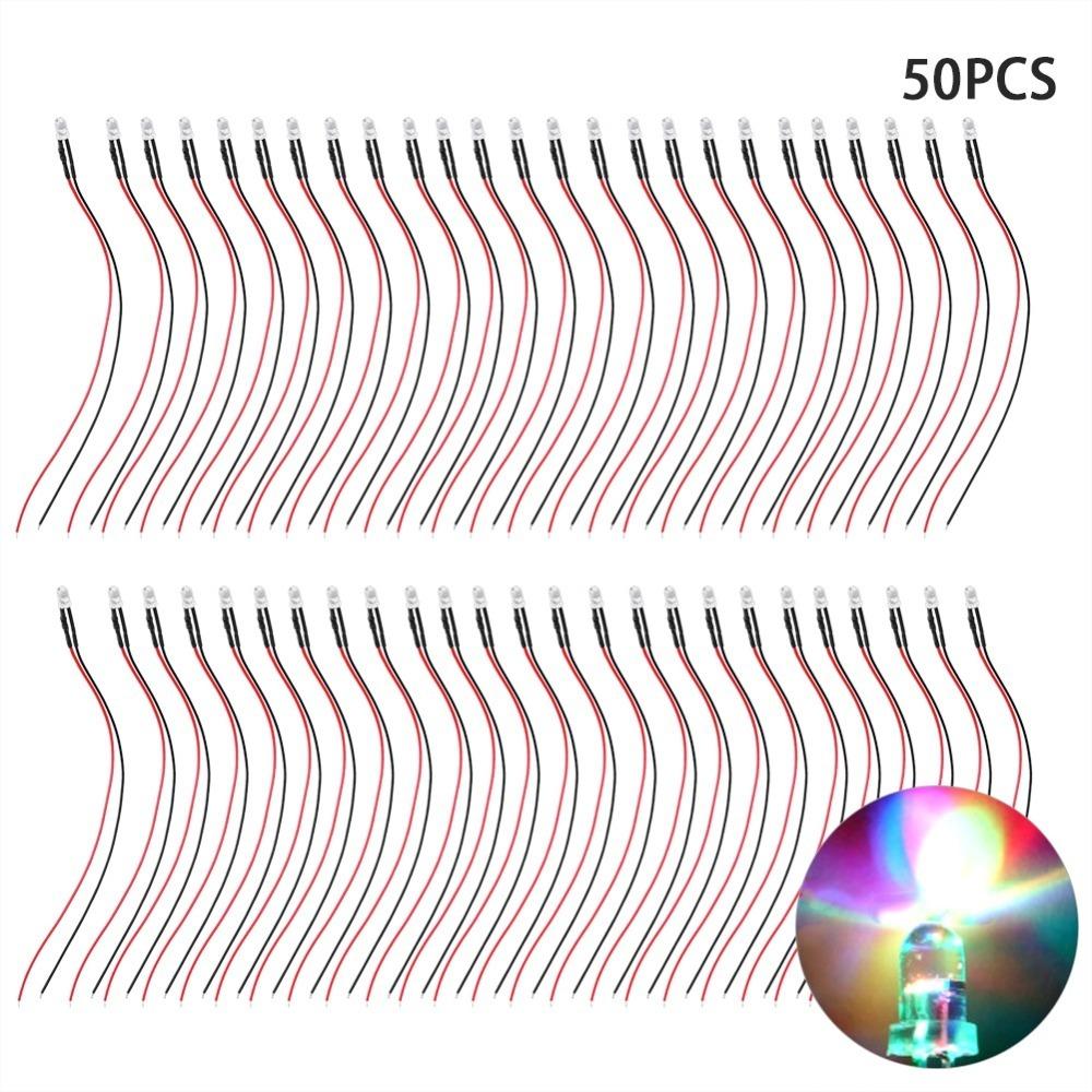 

12V Prewired LED 5mm LED Light Bead Low Power LED Light Emitting Diode DIY Projects 50PCS