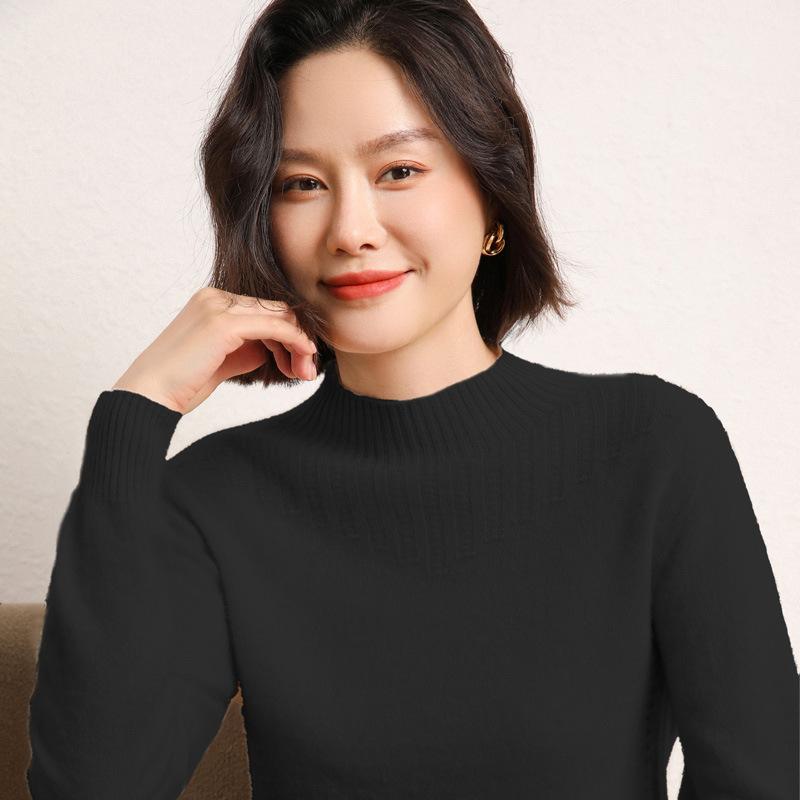 

Готовый к носке Кардиган с полуворотником для женщин Осенью и Зимой Новая Кашемировая Вязаная Базовая Рубашка Модный Универсальный Пуловер Свитер XXL