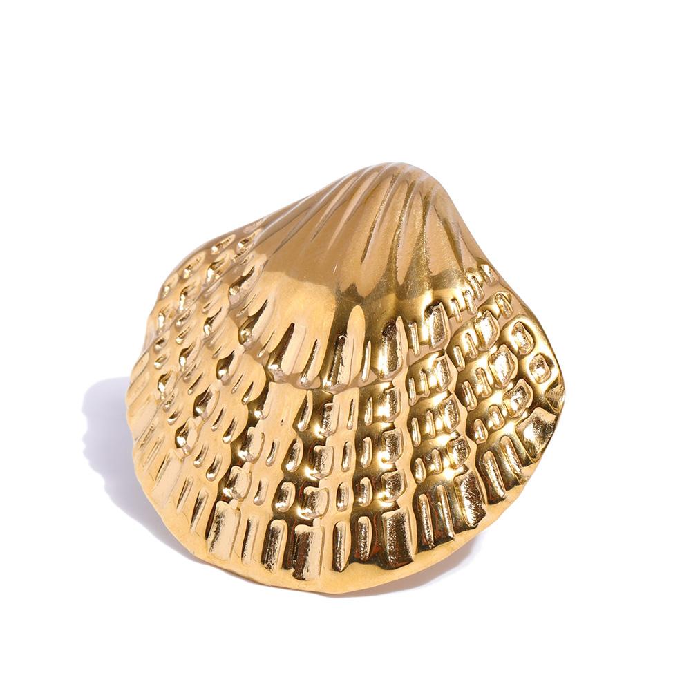 

Yhpup Ocean Style Stainless Steel Metal Shell Adjustable Ring for Women Rust Proof Trendy Fashion Summer Jewelry Gift Accessory