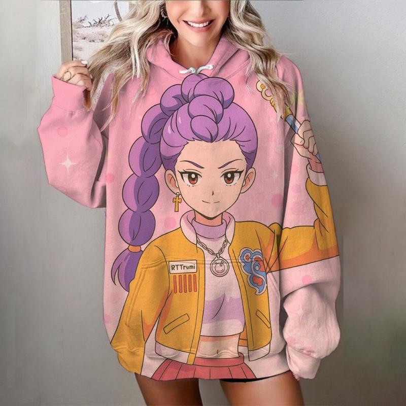 Fashion Women's KPop Demon Hunters Hoodie Spring And Autumn Pullover Kids Cute Cartoon Character Graphic Trendy Casual Sweatshirt