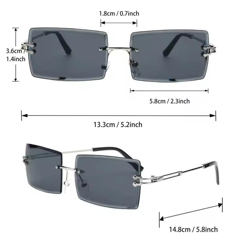 Fashion Rectangular Metal Rimless Women Glasses Gradient Glasses for Men Daily Life Eyewear Accessories