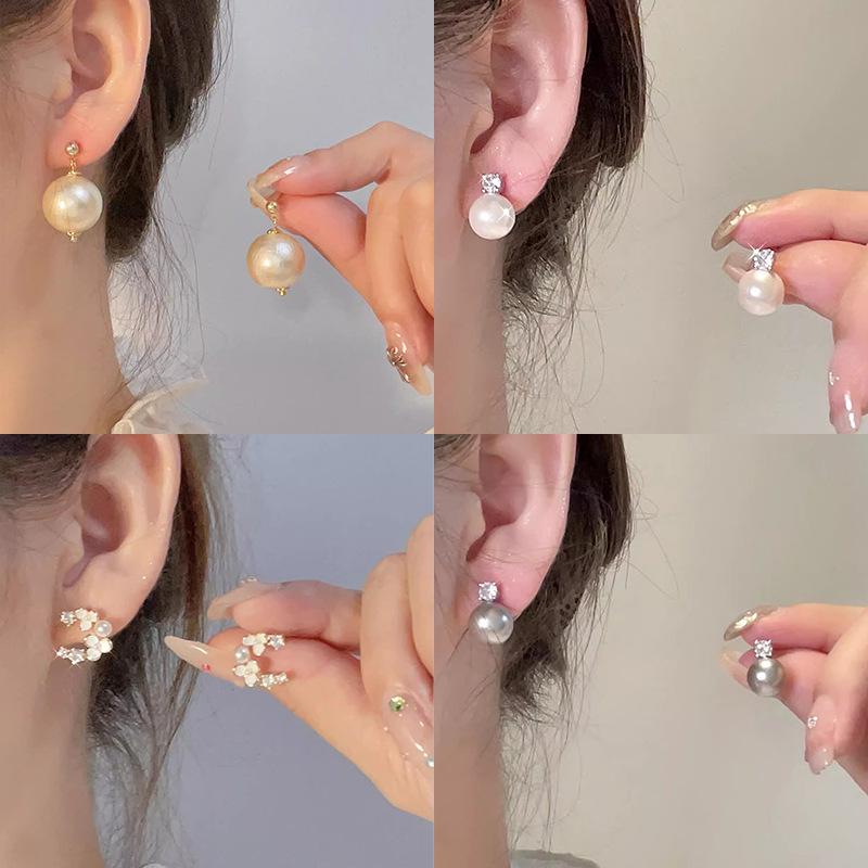 S925 Silver Needle Fairy Flower Earrings - Elegant Luxury 4-Piece Set for Women