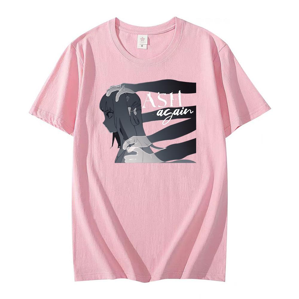 Gawr Gura & Casey Edwards Ash Again 2025 Tshir  Anime Print Fashion Harajuku Aesthetic Tee Summer Unisex Cotton High Quality Top