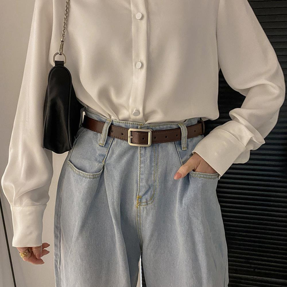 INS Fashion Women's Belt Fashion Black Belt Retro Needle Buckle Jeans Belt Casual Strap Long Skirt Belt