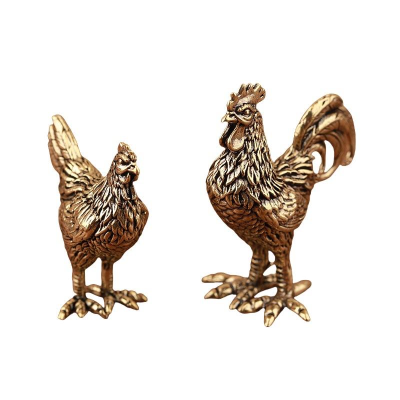1 Stück Legierung Hahn Figur Aufwendige Goldene Federn Heimdeko Büro Geschenk Tischschmuck Teetier