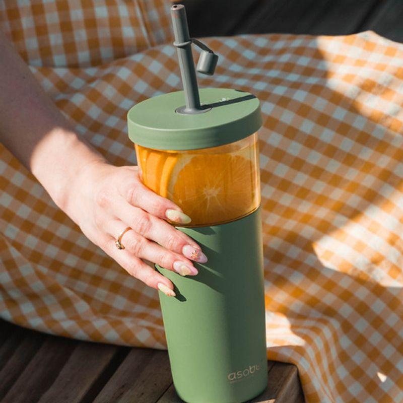ASOBU Insulated Straw Tumbler & Stainless Steel Cup 2-in-1 Marina 845ml