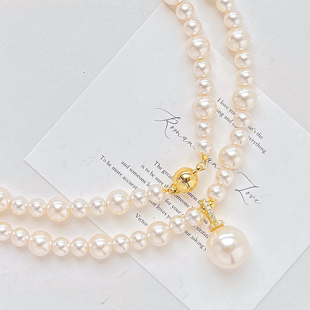 High Quality 650 Warm White Shijia Pearl Maillard Wind Necklace Collarbone Chain Neck Chain Sweater Chain Women'S Pendant