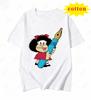 Classic Mafalda Cartoon Printed Short Sleeved Pure Cotton Soft Tshirt Suitable For Unisex And Unisex