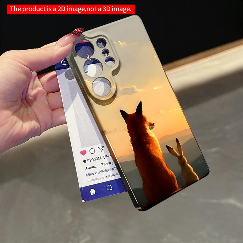 2DFlat Samsung phone case Fox and Rabbit at Sunset Horizon Applicable to Galaxy S23 S24 S25ULTRA S26 A12 A14 A15 A16 A54 A55