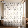 1 Piece Retro Horn Print Waterproof Shower Curtain Partition Privacy Hanging Curtain With 12 Hooks In Multiple Sizes
