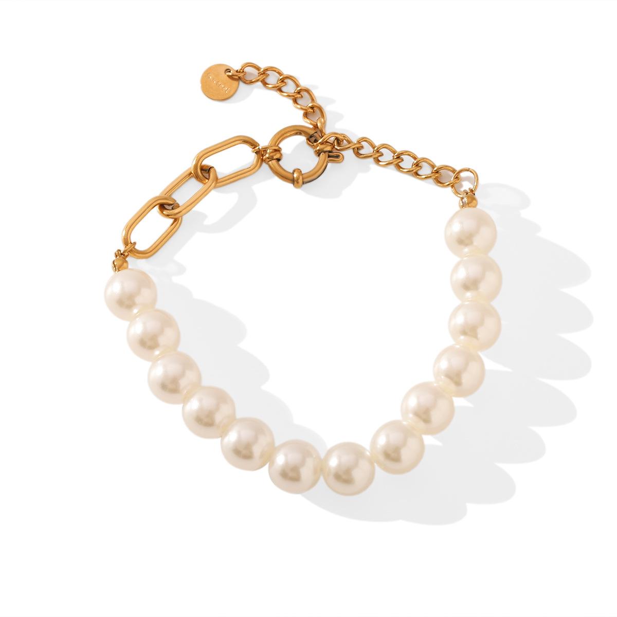 

Women s hoop clasp cross chain spliced pearl bracelet, Instagram style elegant high-end hand jewelry