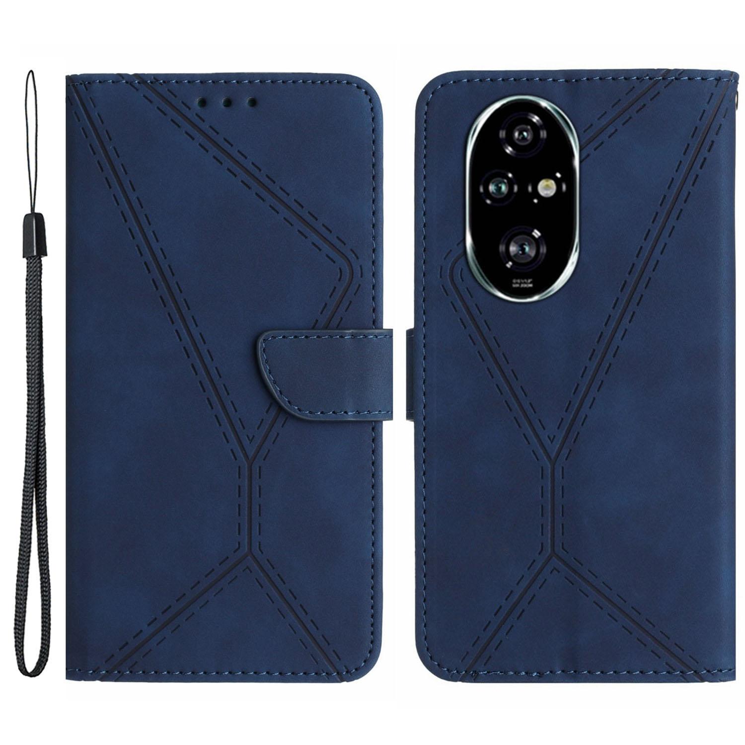 

HT05 For Honor 200 5G Case Lines Imprinted Wallet Leather Phone Cover Blue