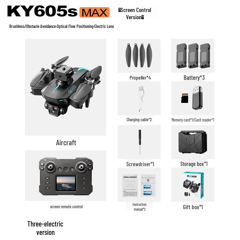Ky605s Drone with Screen - HD Aerial Photography, Brushless, Optical Flow, Quad Axis Control