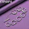 CHSHINE 925 Sterling Silver Love Heart Chain Bracelet For Women Wedding Party Fashion Charm Jewelry