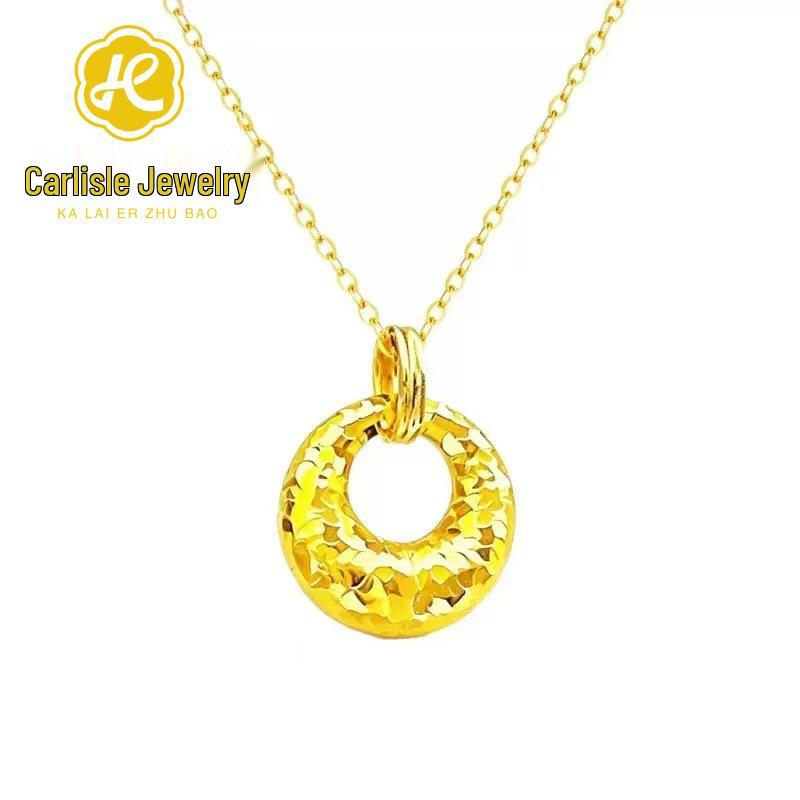 Shuibei 999 Fine Gold Slim Waist Necklace: 3D Hard Gold Women's Pendant Charm, Popular Live Broadcast Hot Seller.