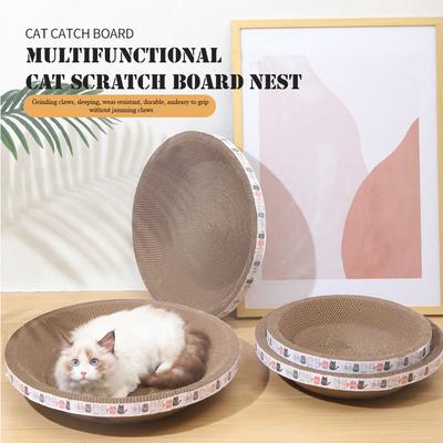 Gewellter Katzenkratzbaum, Katzenschaber, rund, oval, Schleifklauenspielzeug für Katzen, verschleißfest, Katzenbett, Nest, Katzenzubehör