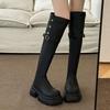 2025 Autumn and Winter New Long Boots Female Internet Celebrity Over the Knee Thin Boots Knight Small Thick Boots Martin Boots