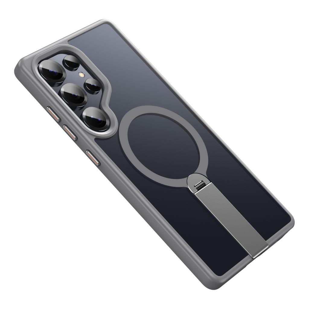 For Samsung Galaxy S25 Ultra S24 Plus 360 ° Rotating Alloy Holder Phone Case Matte Transparent MagSafe Wireless Charging Cover