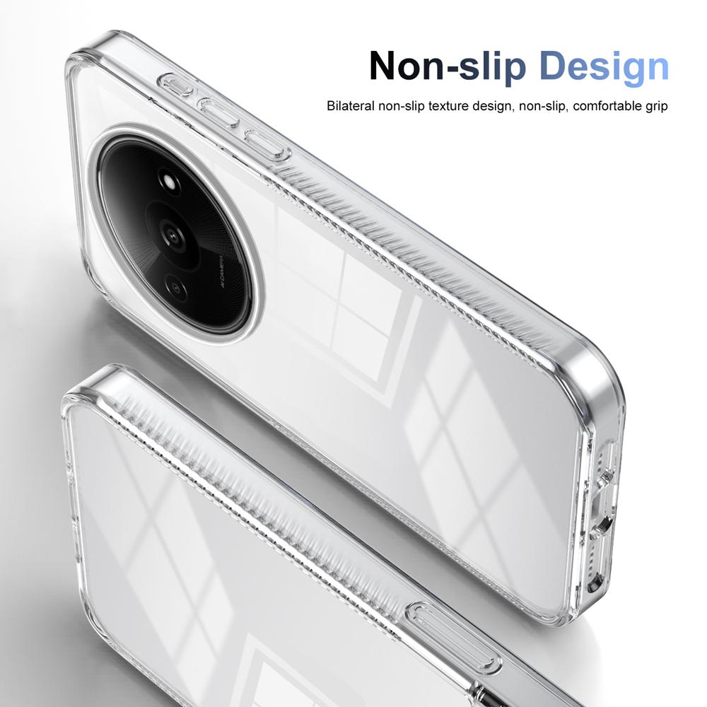 KEYSION Transparente Handyhülle für Xiaomi POCO C61 Weiches TPU+PC Rutschfest HD Klar Stoßfest Handy-Rückseite für Redmi A3 A3X