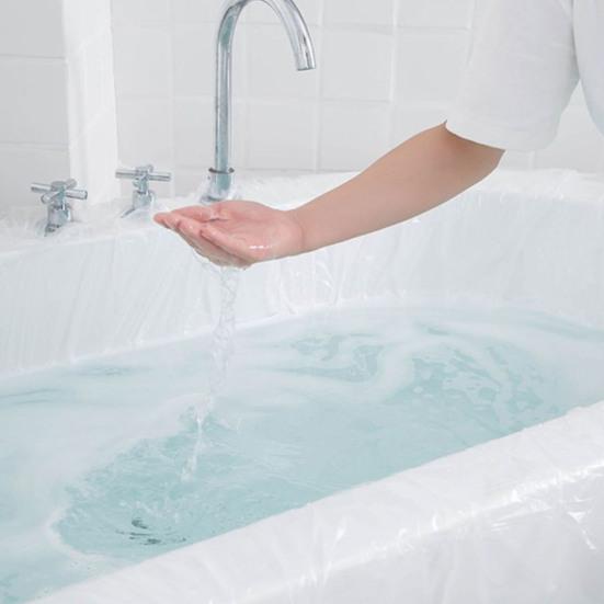 5Pcs Bathtub Cover Bags Disposable High Temperature Resistant Thickened Good Flexibility Shower Plastic Bathtub Cover Liners Films Household Supplies