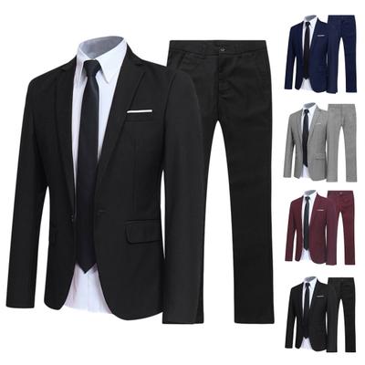 1 sada Pánske bundy Nohavice Jednofarebný golier s golierom Slim Fit súprava oblekov pre ženícha Veľké nohavice pre ženícha do svadobnej kancelárie